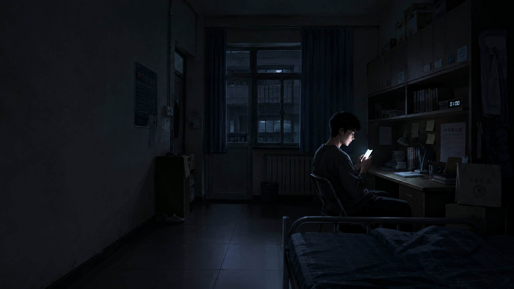 深夜查寝：凌晨一点的宿舍开场画面